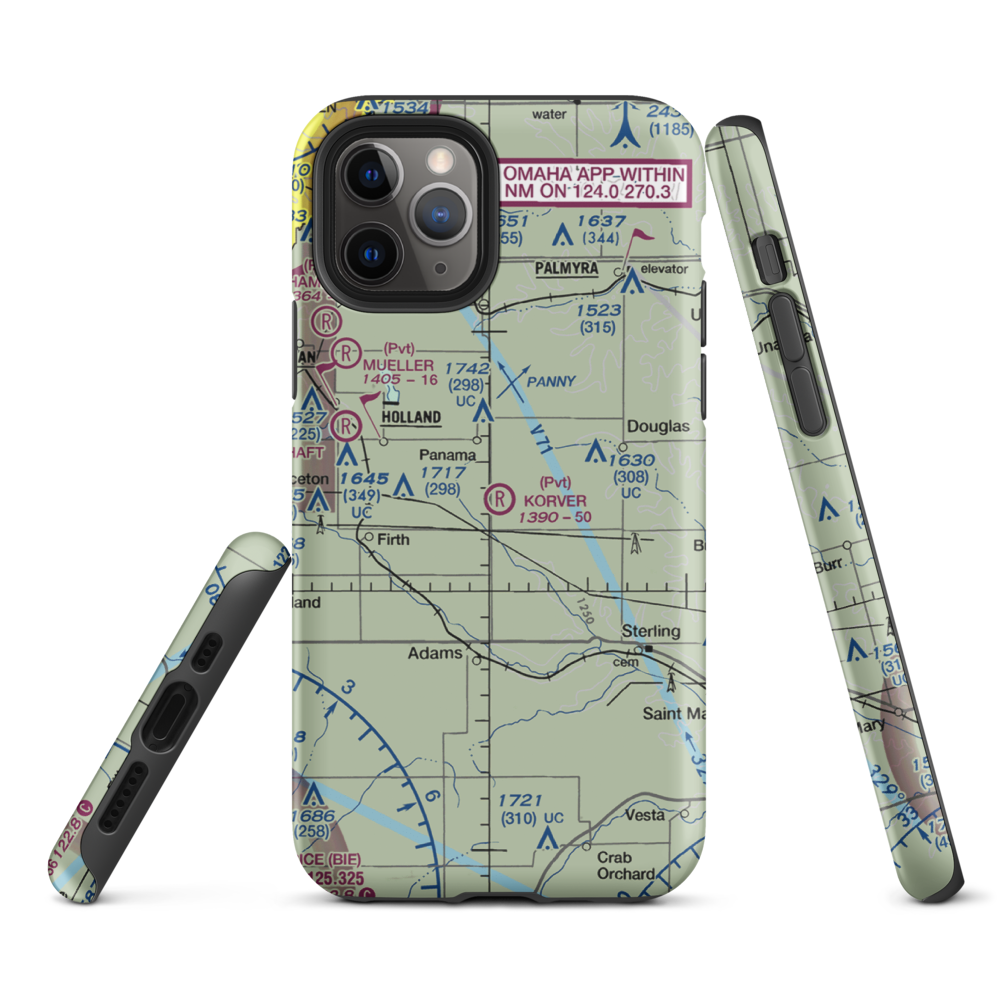 Korver Airport (16NE) VFR Sectional  Tough iPhone Case iPhone 11 Pro model shown