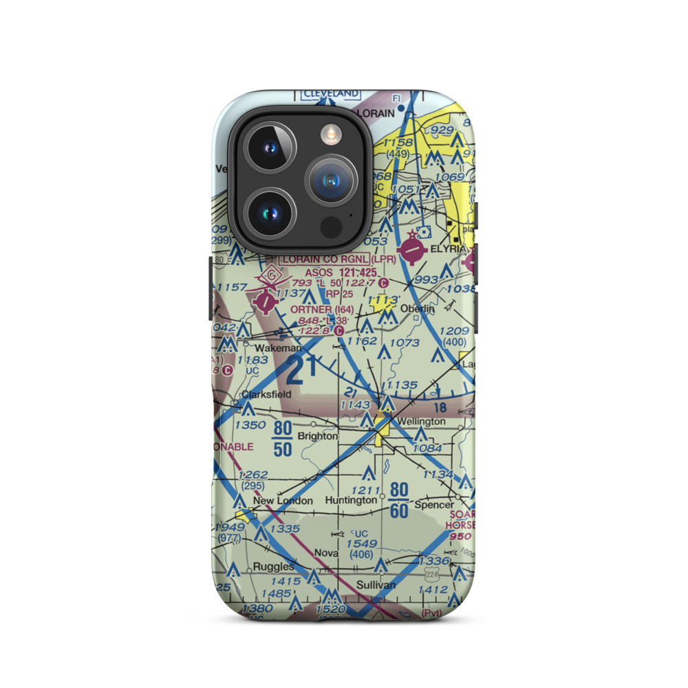 Kosik Private Airport (17OH) VFR Sectional  Tough iPhone Case iPhone 16 Pro model shown