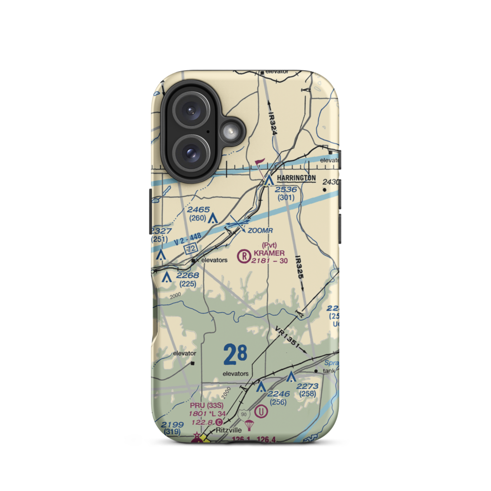 Kramer Ranch Airport (2WA8) VFR Sectional  Tough iPhone Case iPhone 16 model shown