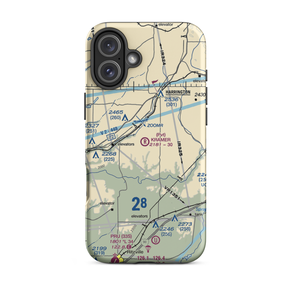 Kramer Ranch Airport (2WA8) VFR Sectional  Tough iPhone Case iPhone 16 Plus model shown