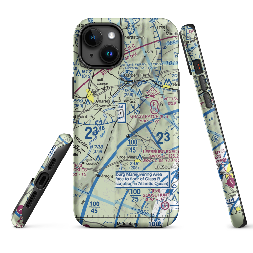 Krens Farm Airport (14VA) VFR Sectional  Tough iPhone Case iPhone 15 Plus model shown