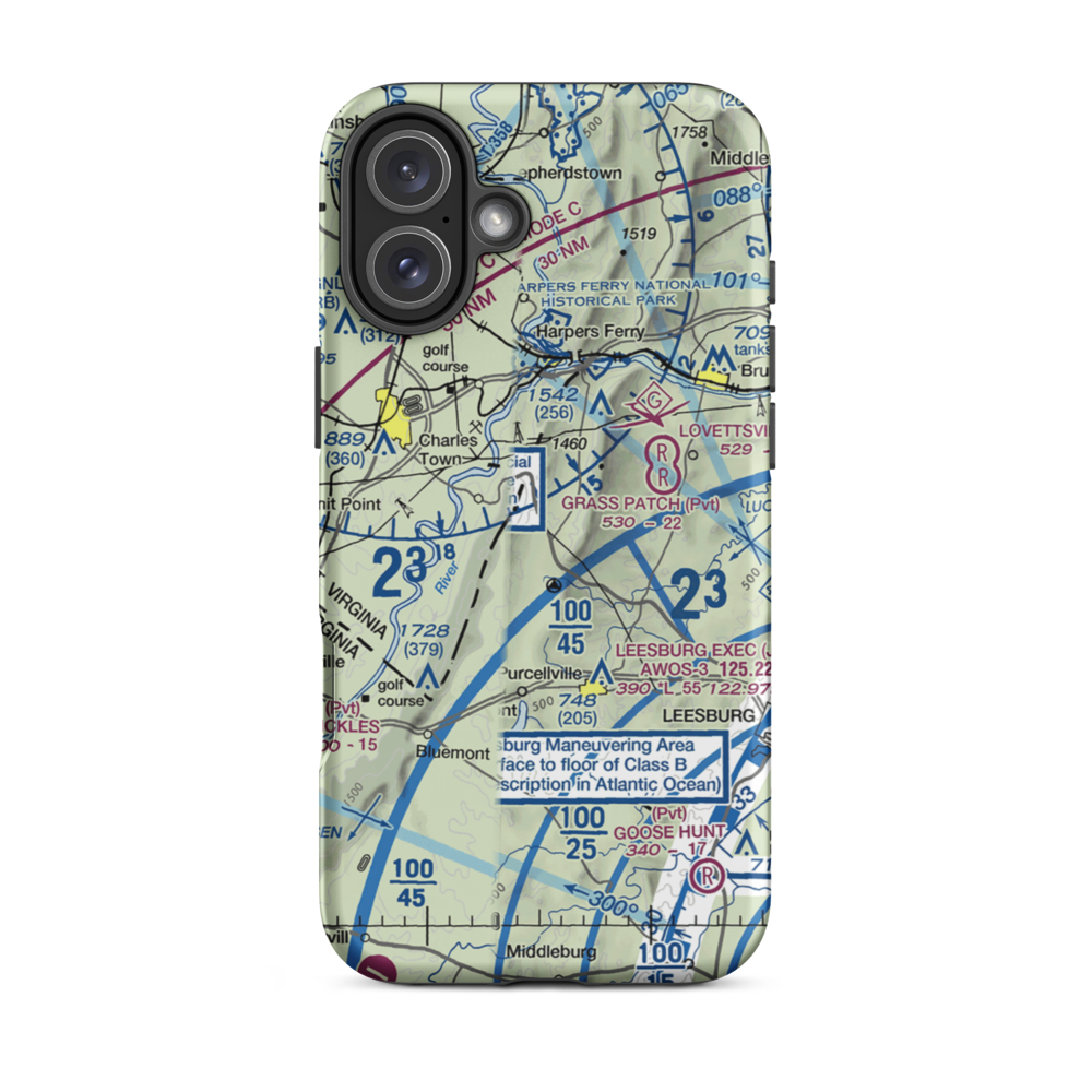 Krens Farm Airport (14VA) VFR Sectional  Tough iPhone Case iPhone 16 Plus model shown