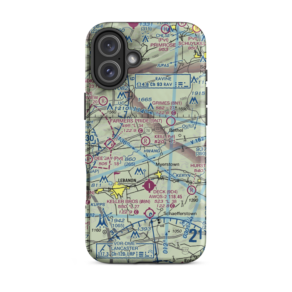 Krill Personal Use Airport (PA86) VFR Sectional  Tough iPhone Case iPhone 16 Plus model shown