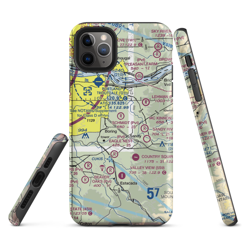 Krueger Airport (OR72) VFR Sectional  Tough iPhone Case iPhone 11 Pro Max model shown