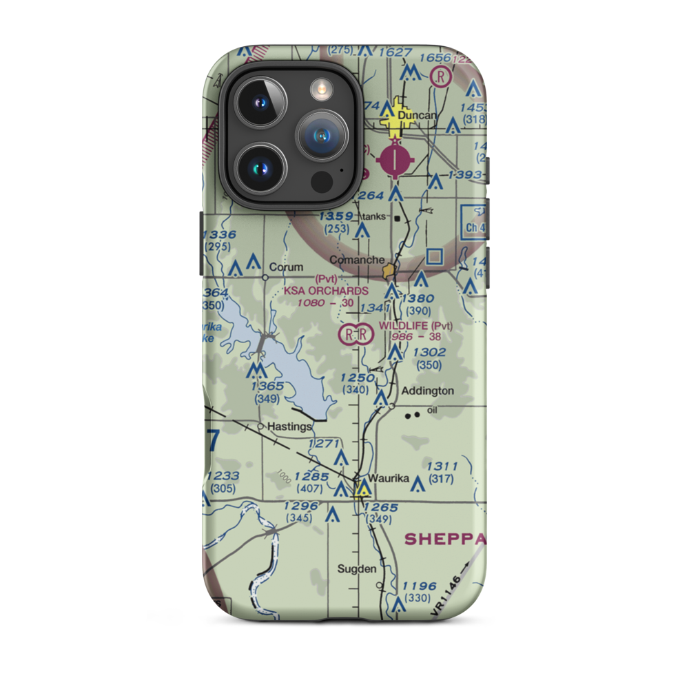 Ksa Orchards Airport (OK11) VFR Sectional  Tough iPhone Case iPhone 16 Pro Max model shown