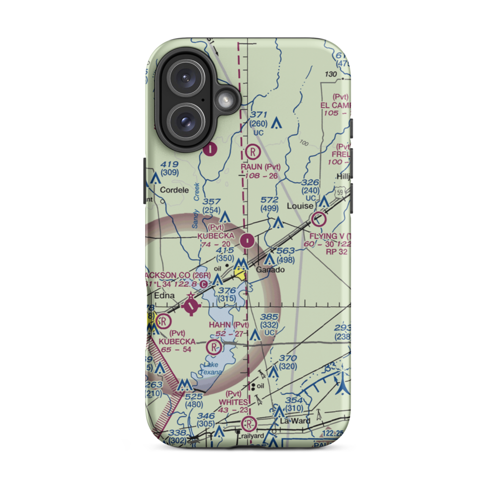 Kubecka Aviation Airport (TS08) VFR Sectional  Tough iPhone Case iPhone 16 Plus model shown