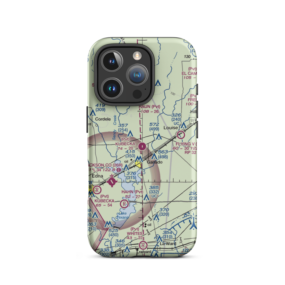 Kubecka Aviation Airport (TS08) VFR Sectional  Tough iPhone Case iPhone 16 Pro model shown