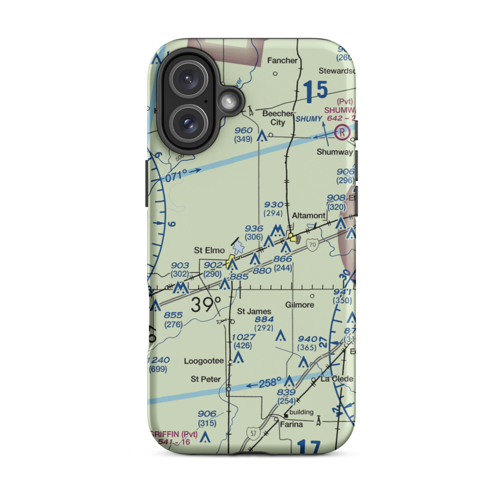 Kuebler RLA Restricted Landing Area (4IL4) VFR Sectional  Tough iPhone Case iPhone 16 Plus model shown