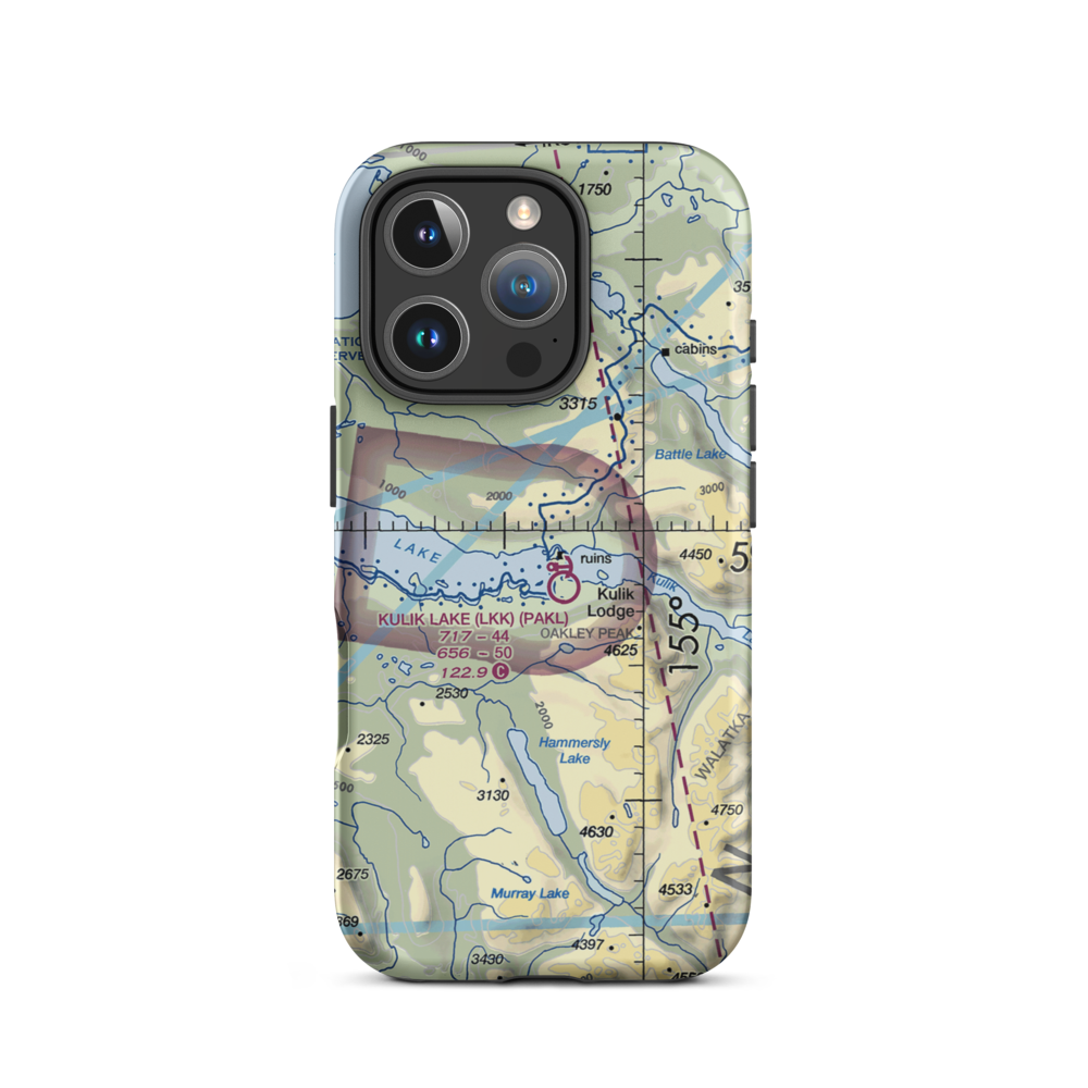 Kulik Lake Airport (LKK) VFR Sectional  Tough iPhone Case iPhone 16 Pro model shown