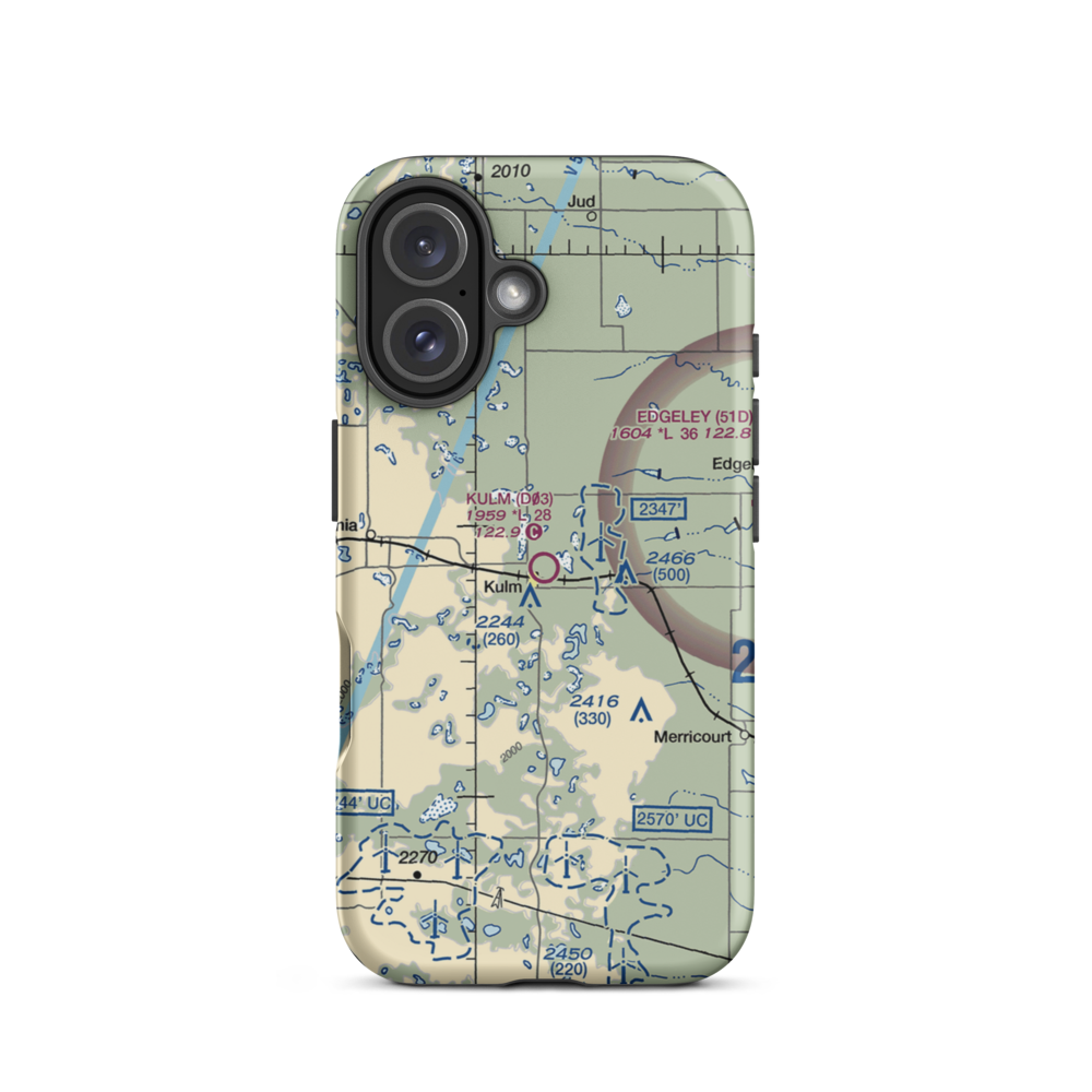 Kulm Municipal Airport (D03) VFR Sectional  Tough iPhone Case iPhone 16 model shown