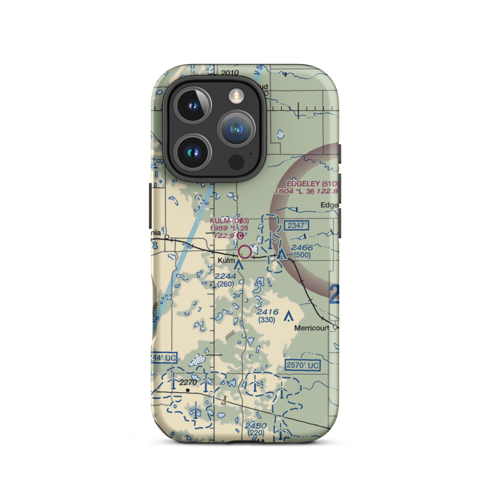 Kulm Municipal Airport (D03) VFR Sectional  Tough iPhone Case iPhone 16 Pro model shown