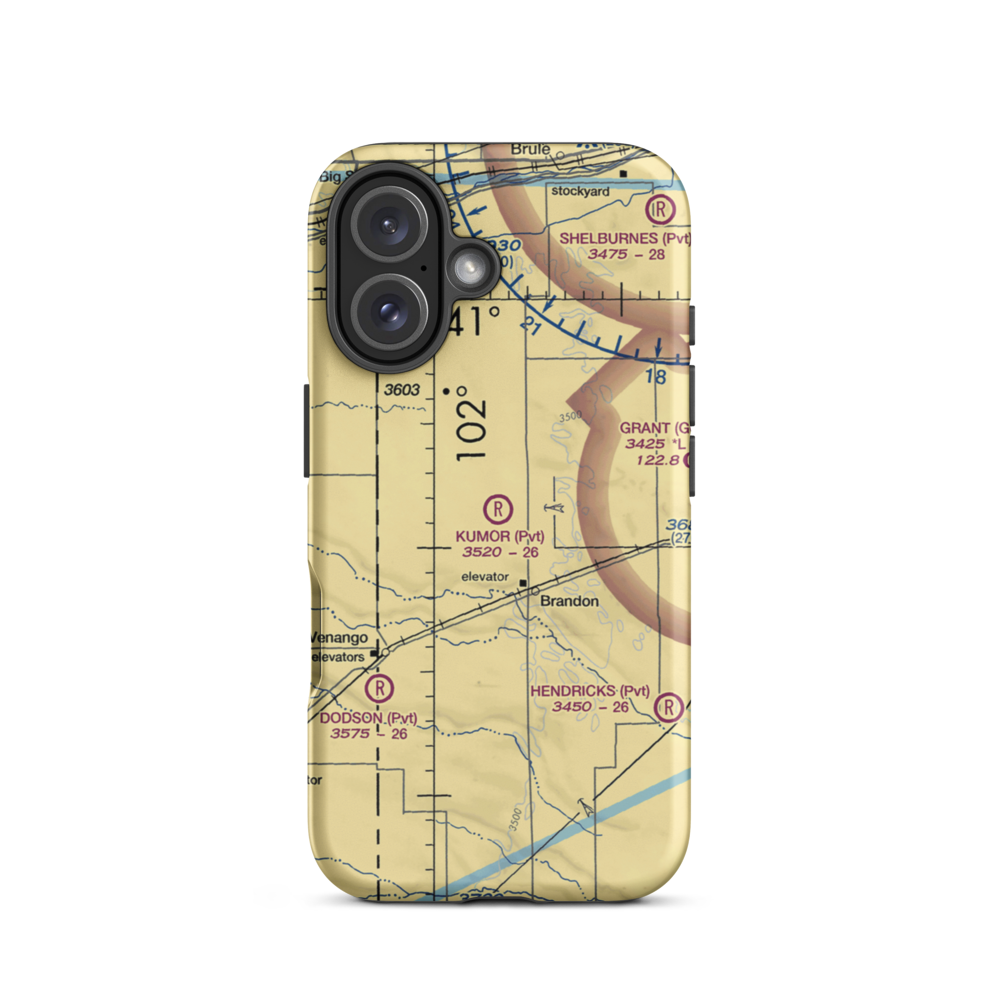 Kumor Airport (2NE7) VFR Sectional  Tough iPhone Case iPhone 16 model shown