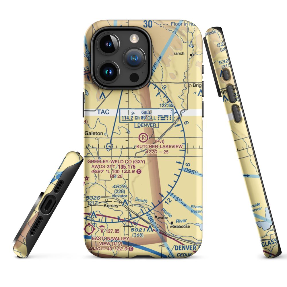Kutcher-Lakeview Airport (CO26) VFR Sectional  Tough iPhone Case iPhone 15 Pro Max model shown