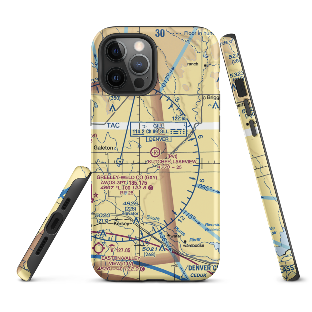 Kutcher-Lakeview Airport (CO26) VFR Sectional  Tough iPhone Case iPhone 12 Pro Max model shown
