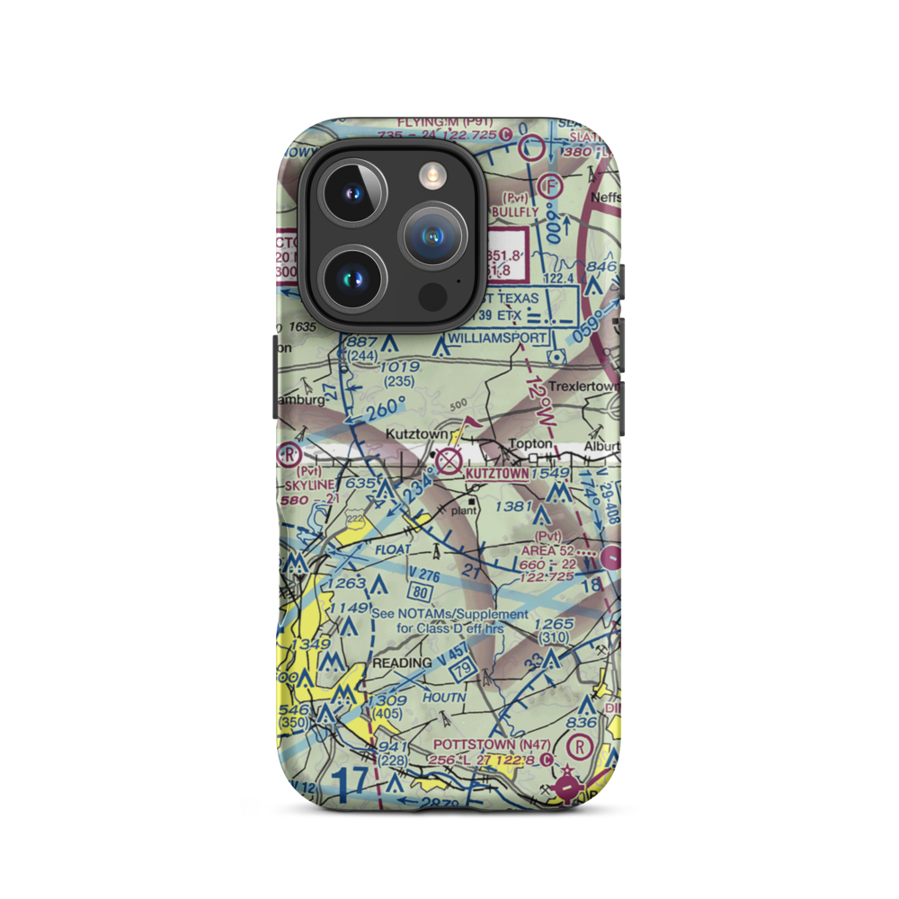 Kutztown Airport (N31) VFR Sectional  Tough iPhone Case iPhone 16 Pro model shown