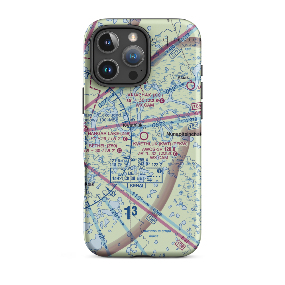 Kwethluk Airport (KWT) VFR Sectional  Tough iPhone Case iPhone 16 Pro Max model shown