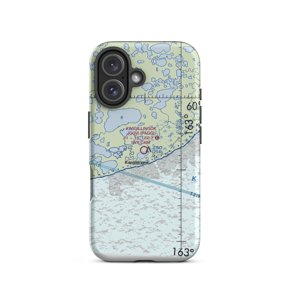 Kwigillingok Airport (GGV) VFR Sectional  Tough iPhone Case iPhone 16 model shown