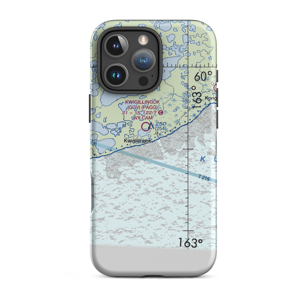 Kwigillingok Seaplane Base (KWK) VFR Sectional  Tough iPhone Case iPhone 16 Pro Max model shown