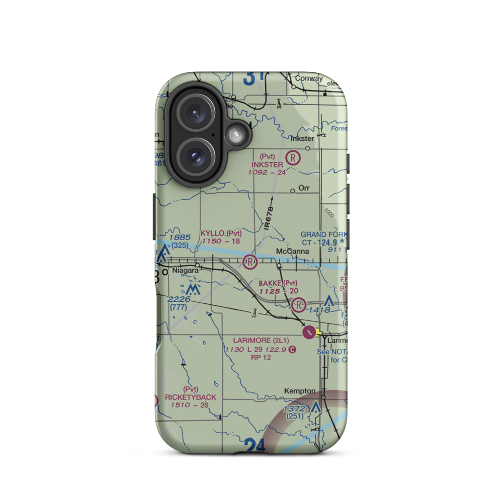 Kyllo Airport (84ND) VFR Sectional  Tough iPhone Case iPhone 16 model shown