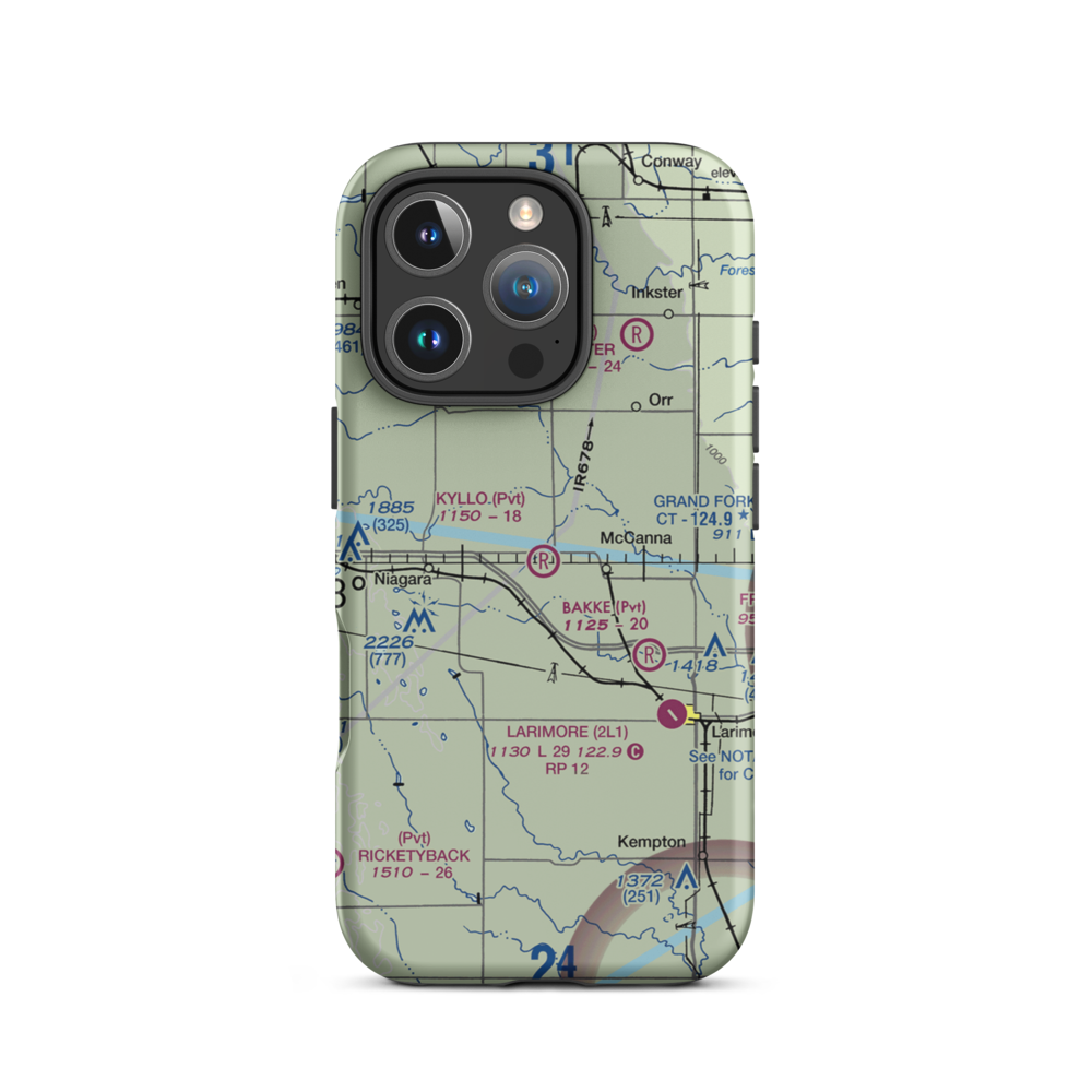 Kyllo Airport (84ND) VFR Sectional  Tough iPhone Case iPhone 16 Pro model shown