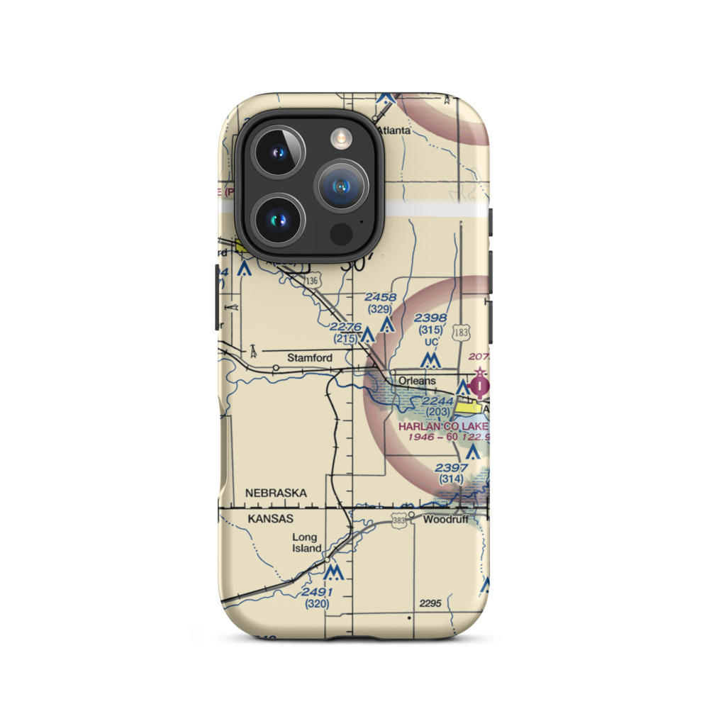 L J Bose Airstrip (67NE) VFR Sectional  Tough iPhone Case iPhone 16 Pro model shown