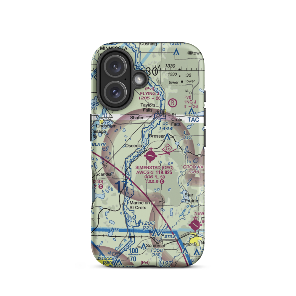 L O Simenstad Municipal Airport (OEO) VFR Sectional  Tough iPhone Case iPhone 16 model shown