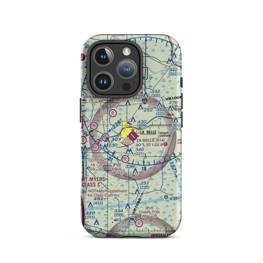 La Belle Municipal Airport (X14) VFR Sectional  Tough iPhone Case iPhone 16 Pro model shown