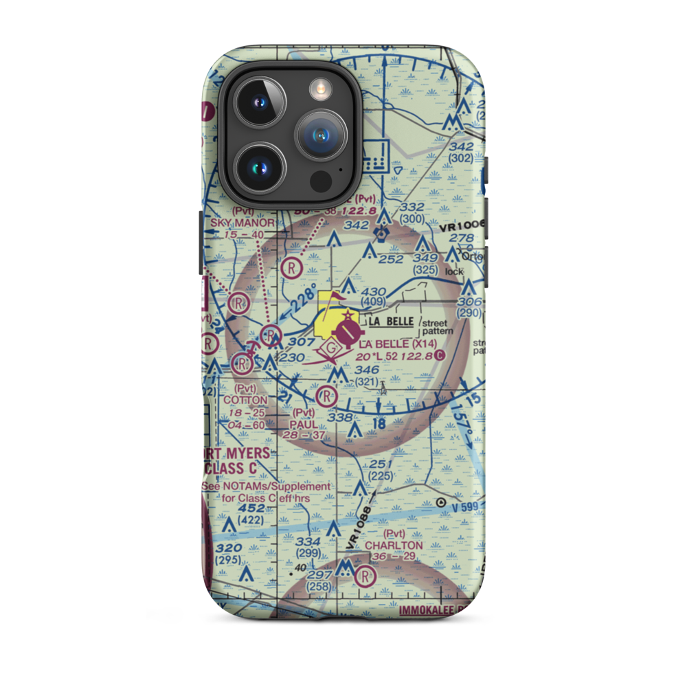 La Belle Municipal Airport (X14) VFR Sectional  Tough iPhone Case iPhone 16 Pro Max model shown