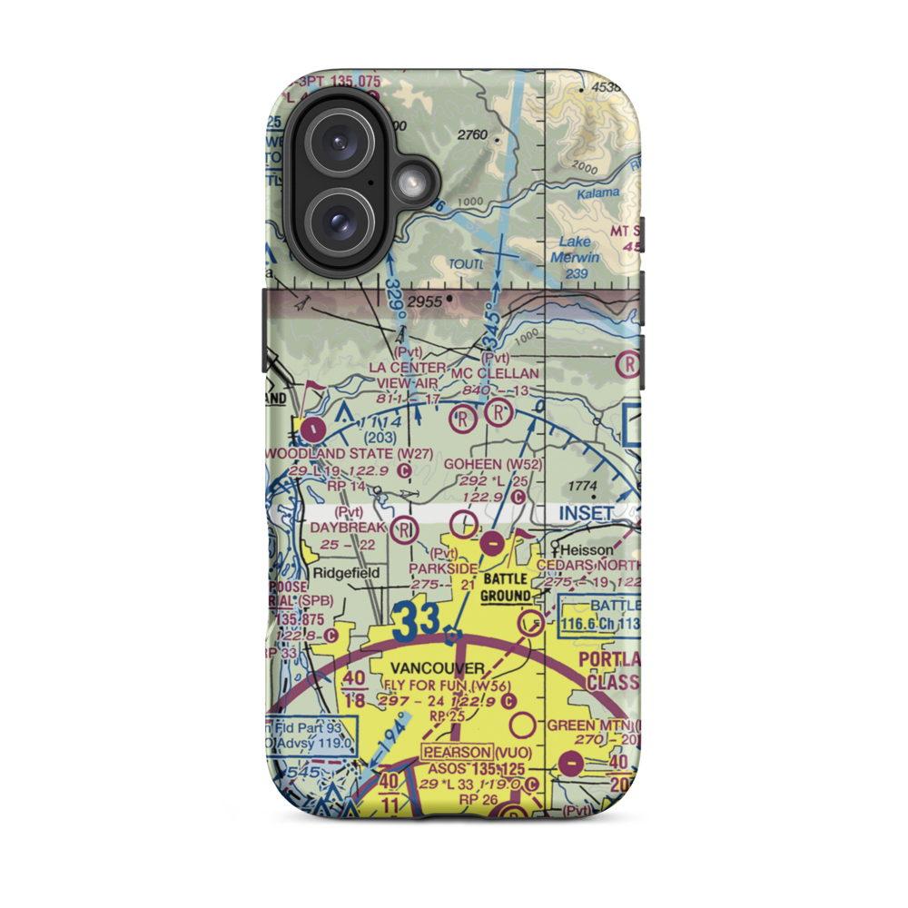 La Center View-Air Airport (WA29) VFR Sectional  Tough iPhone Case iPhone 16 Plus model shown