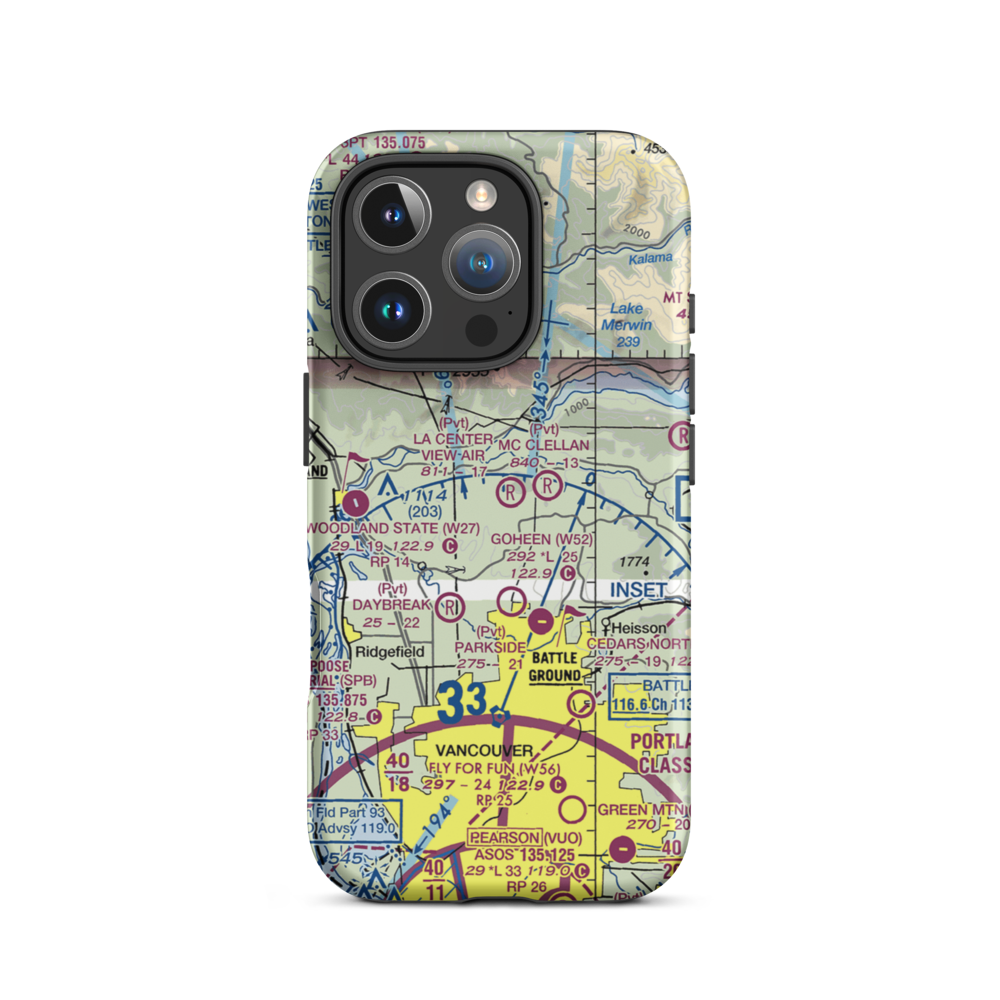 La Center View-Air Airport (WA29) VFR Sectional  Tough iPhone Case iPhone 16 Pro model shown
