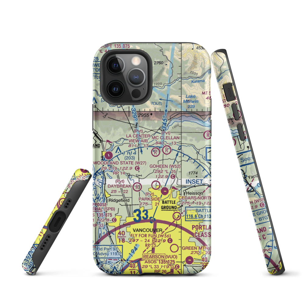 La Center View-Air Airport (WA29) VFR Sectional  Tough iPhone Case iPhone 12 Pro model shown