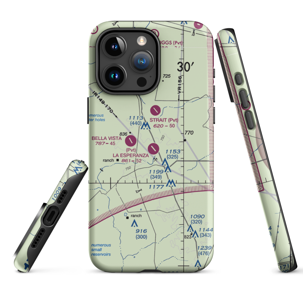 La Esperanza Ranch Airport (TE29) VFR Sectional  Tough iPhone Case iPhone 15 Pro Max model shown