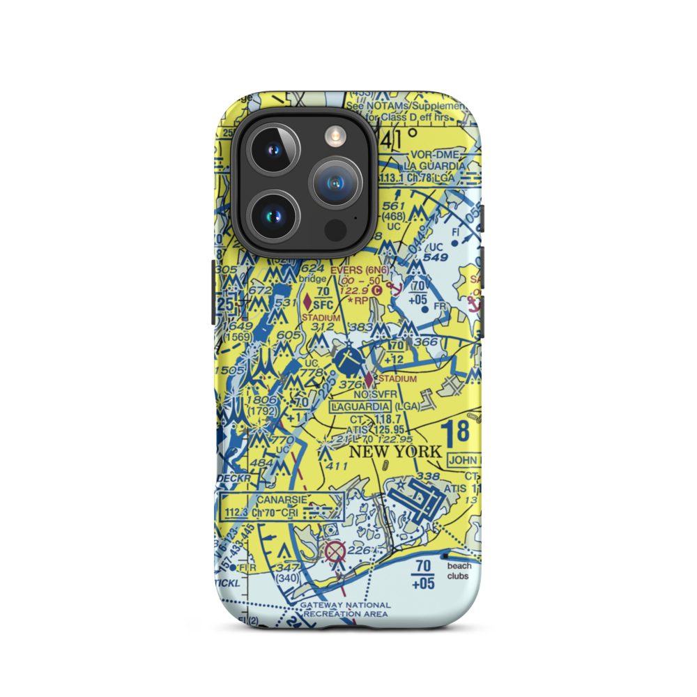 La Guardia Airport (LGA) VFR Sectional  Tough iPhone Case iPhone 16 Pro model shown