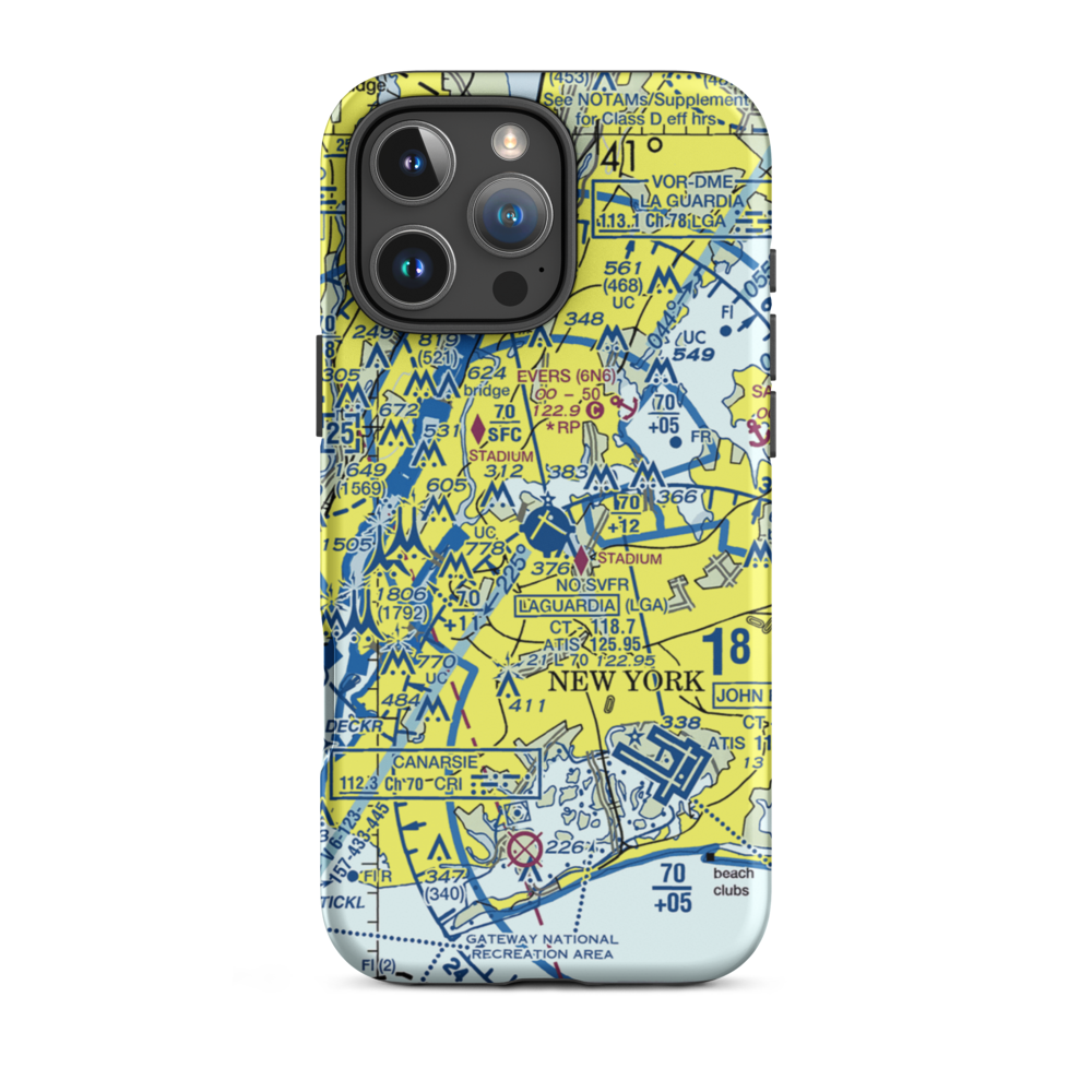 La Guardia Airport (LGA) VFR Sectional  Tough iPhone Case iPhone 16 Pro Max model shown