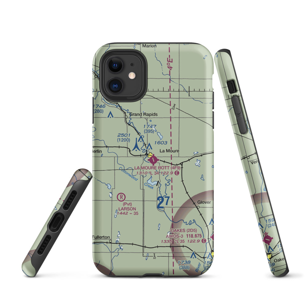 La Moure Rott Municipal Airport (4F9) VFR Sectional  Tough iPhone Case iPhone 11 model shown