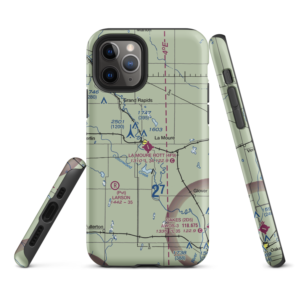 La Moure Rott Municipal Airport (4F9) VFR Sectional  Tough iPhone Case iPhone 11 Pro model shown