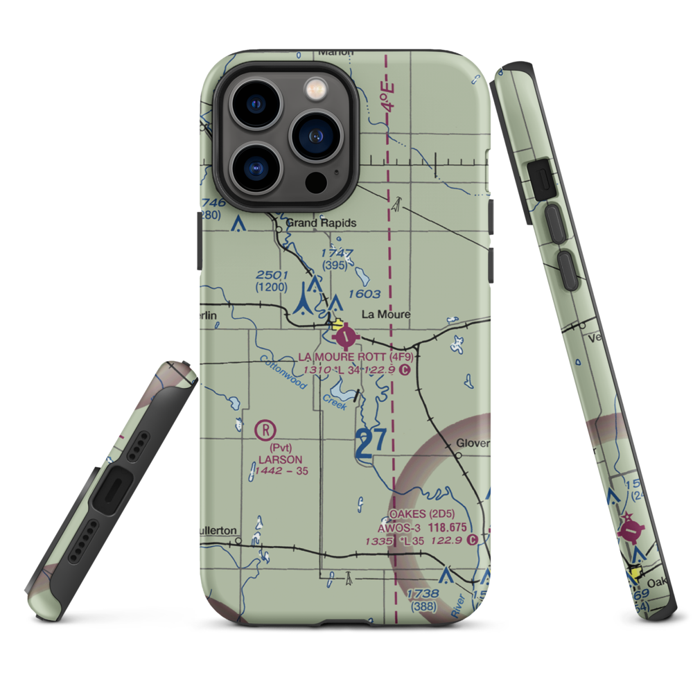 La Moure Rott Municipal Airport (4F9) VFR Sectional  Tough iPhone Case iPhone 13 Pro Max model shown