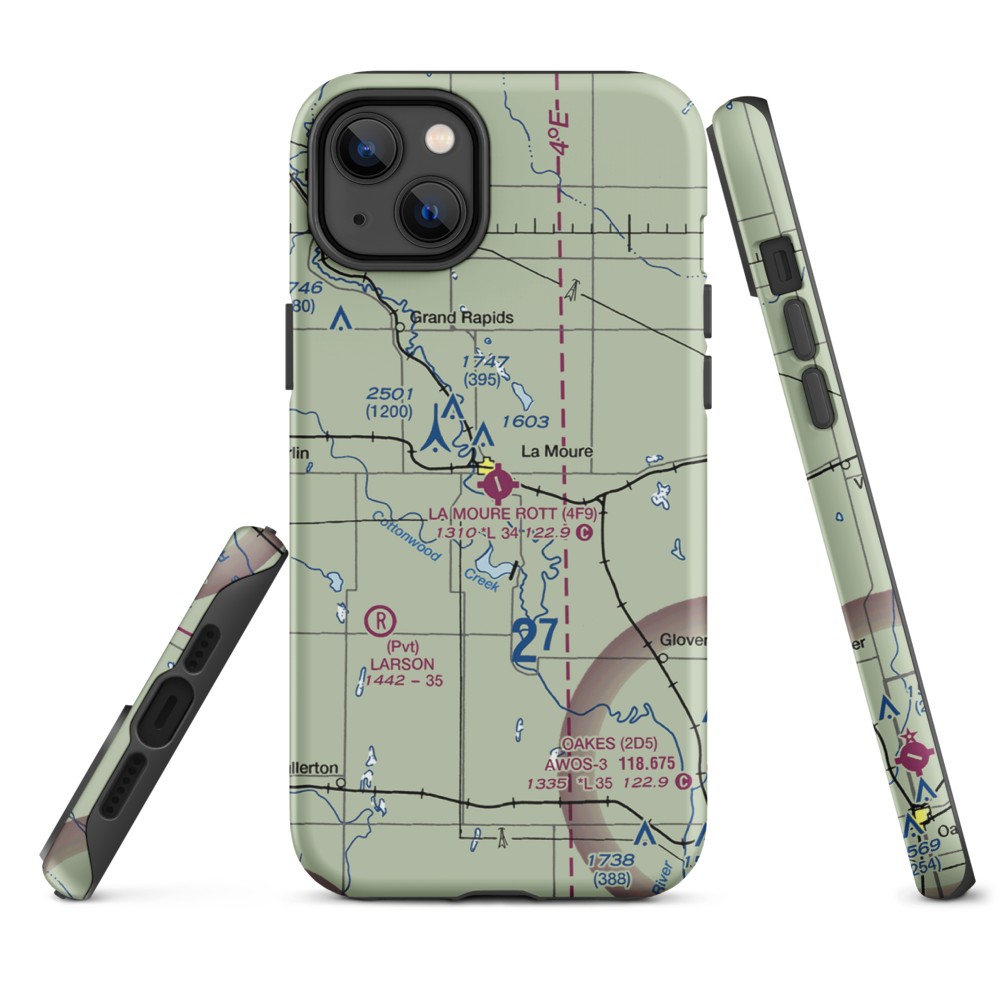 La Moure Rott Municipal Airport (4F9) VFR Sectional  Tough iPhone Case iPhone 14 Plus model shown