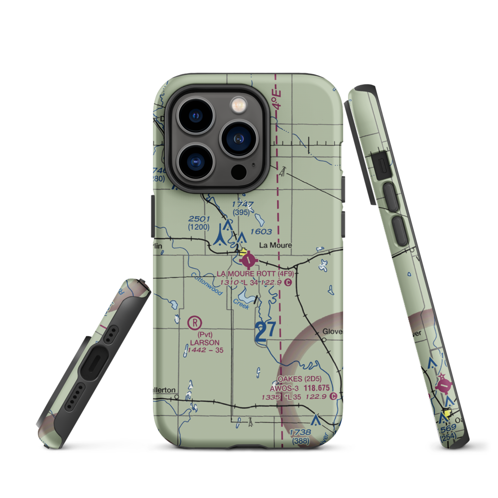 La Moure Rott Municipal Airport (4F9) VFR Sectional  Tough iPhone Case iPhone 14 Pro model shown
