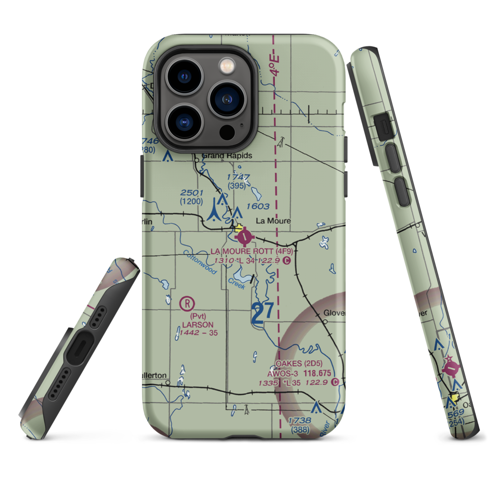 La Moure Rott Municipal Airport (4F9) VFR Sectional  Tough iPhone Case iPhone 14 Pro Max model shown