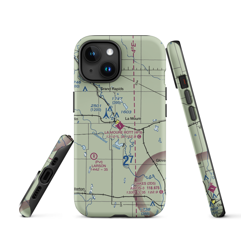 La Moure Rott Municipal Airport (4F9) VFR Sectional  Tough iPhone Case iPhone 15 model shown