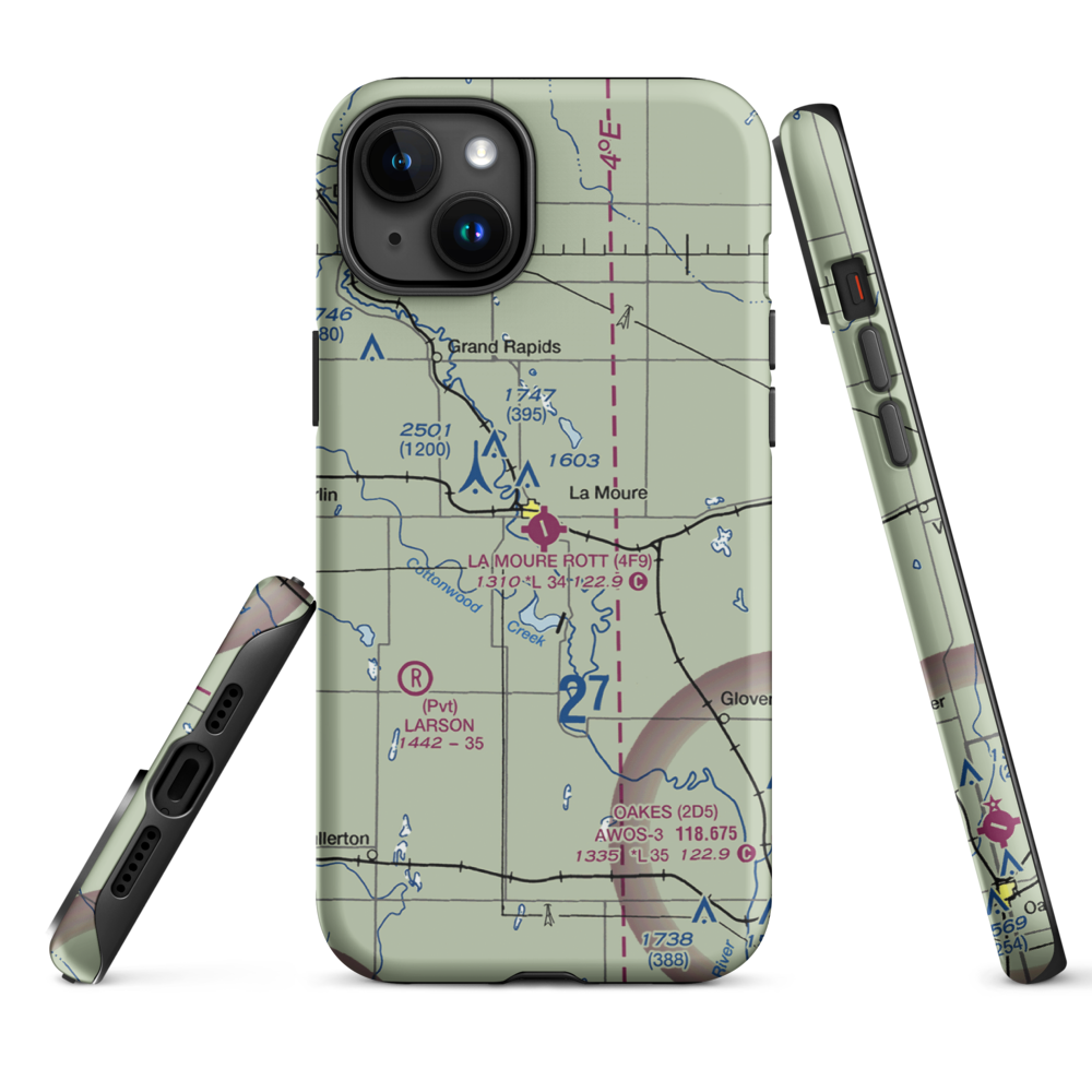 La Moure Rott Municipal Airport (4F9) VFR Sectional  Tough iPhone Case iPhone 15 Plus model shown