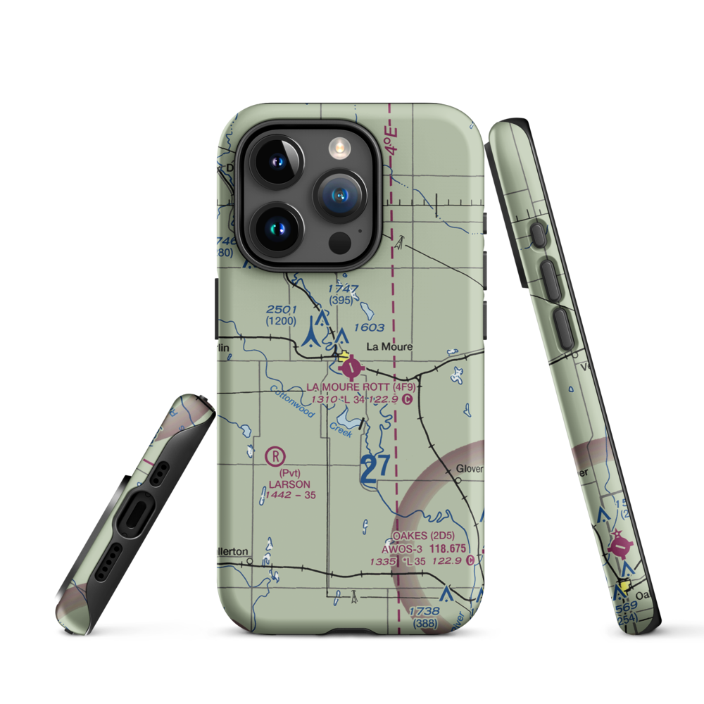 La Moure Rott Municipal Airport (4F9) VFR Sectional  Tough iPhone Case iPhone 15 Pro model shown