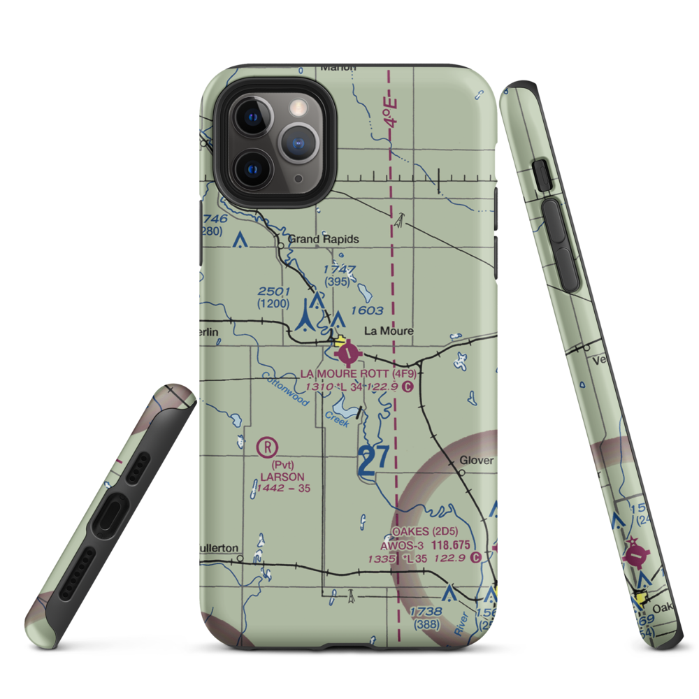 La Moure Rott Municipal Airport (4F9) VFR Sectional  Tough iPhone Case iPhone 11 Pro Max model shown