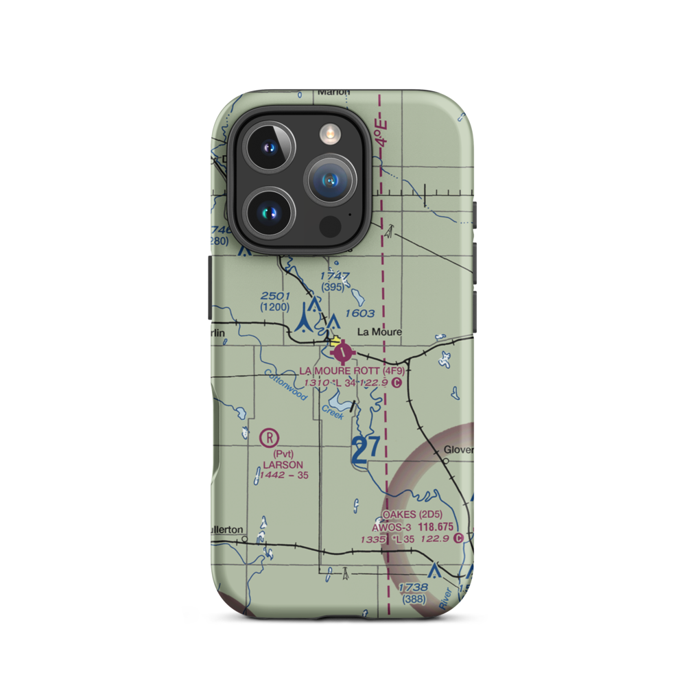 La Moure Rott Municipal Airport (4F9) VFR Sectional  Tough iPhone Case iPhone 16 Pro model shown