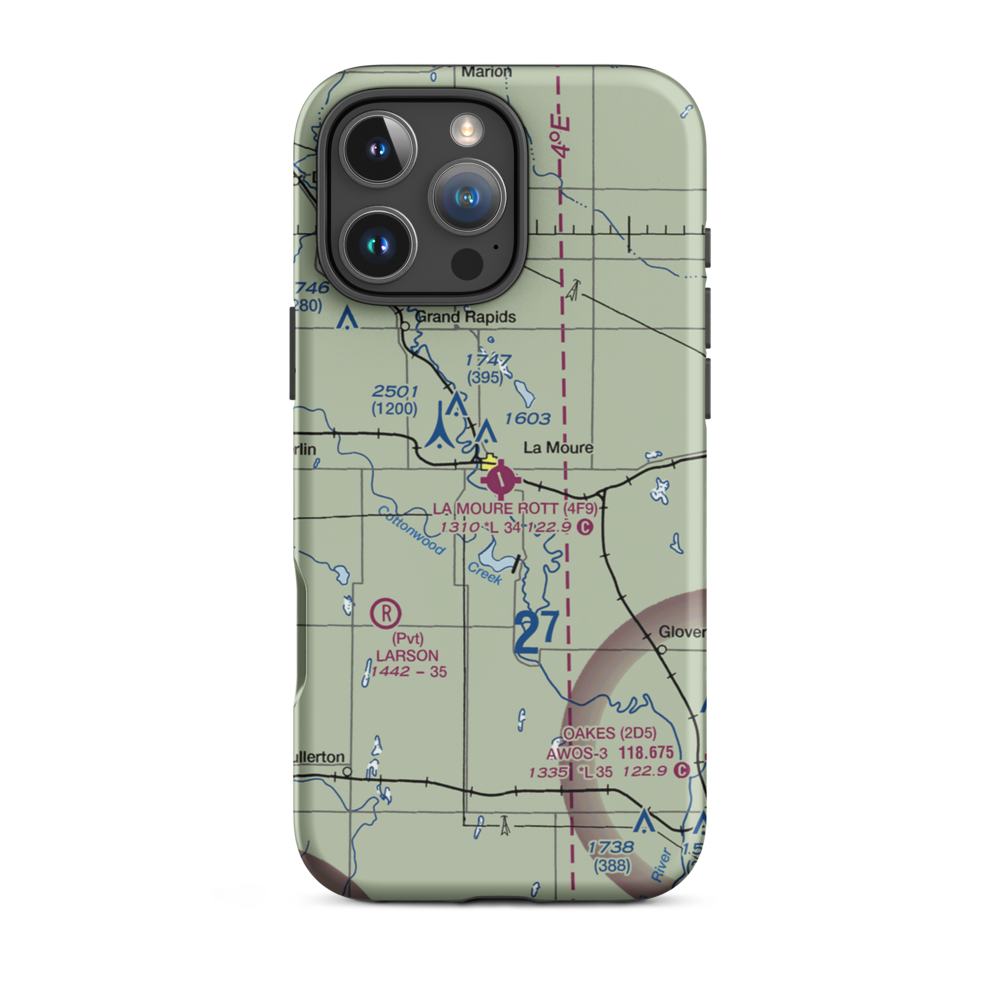 La Moure Rott Municipal Airport (4F9) VFR Sectional  Tough iPhone Case iPhone 16 Pro Max model shown