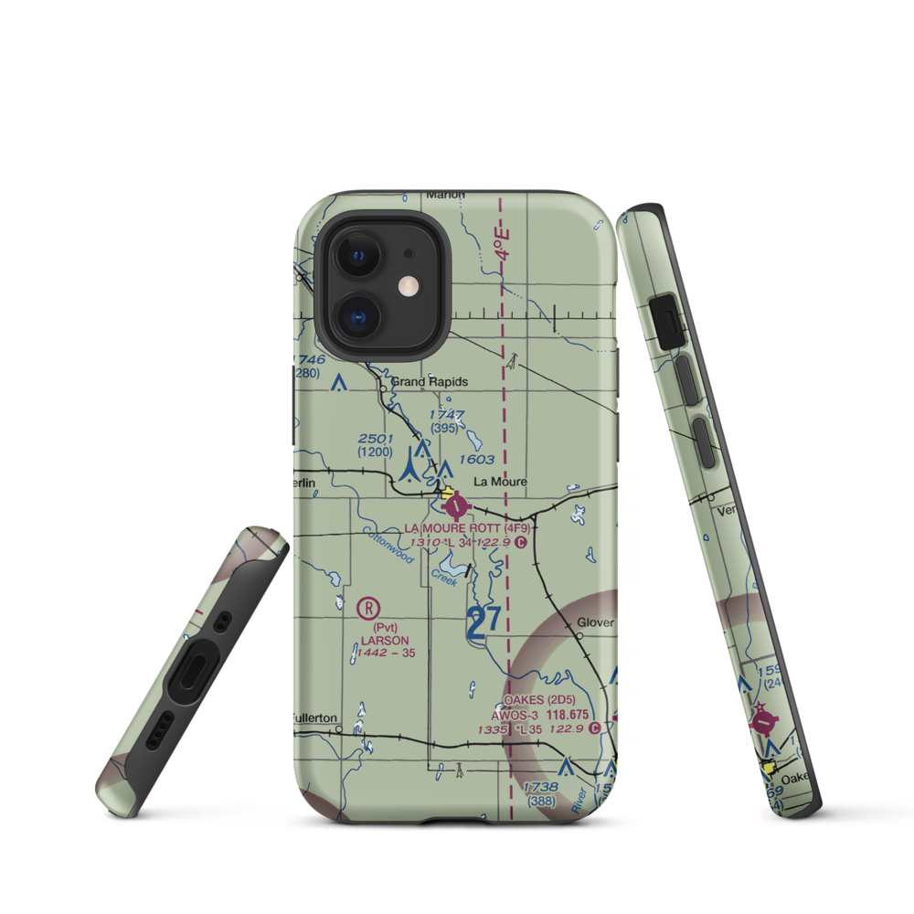 La Moure Rott Municipal Airport (4F9) VFR Sectional  Tough iPhone Case iPhone 12 mini model shown