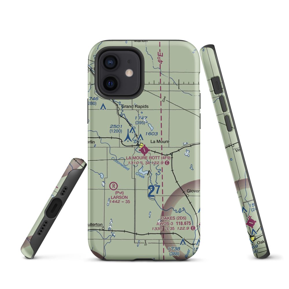 La Moure Rott Municipal Airport (4F9) VFR Sectional  Tough iPhone Case iPhone 12 model shown
