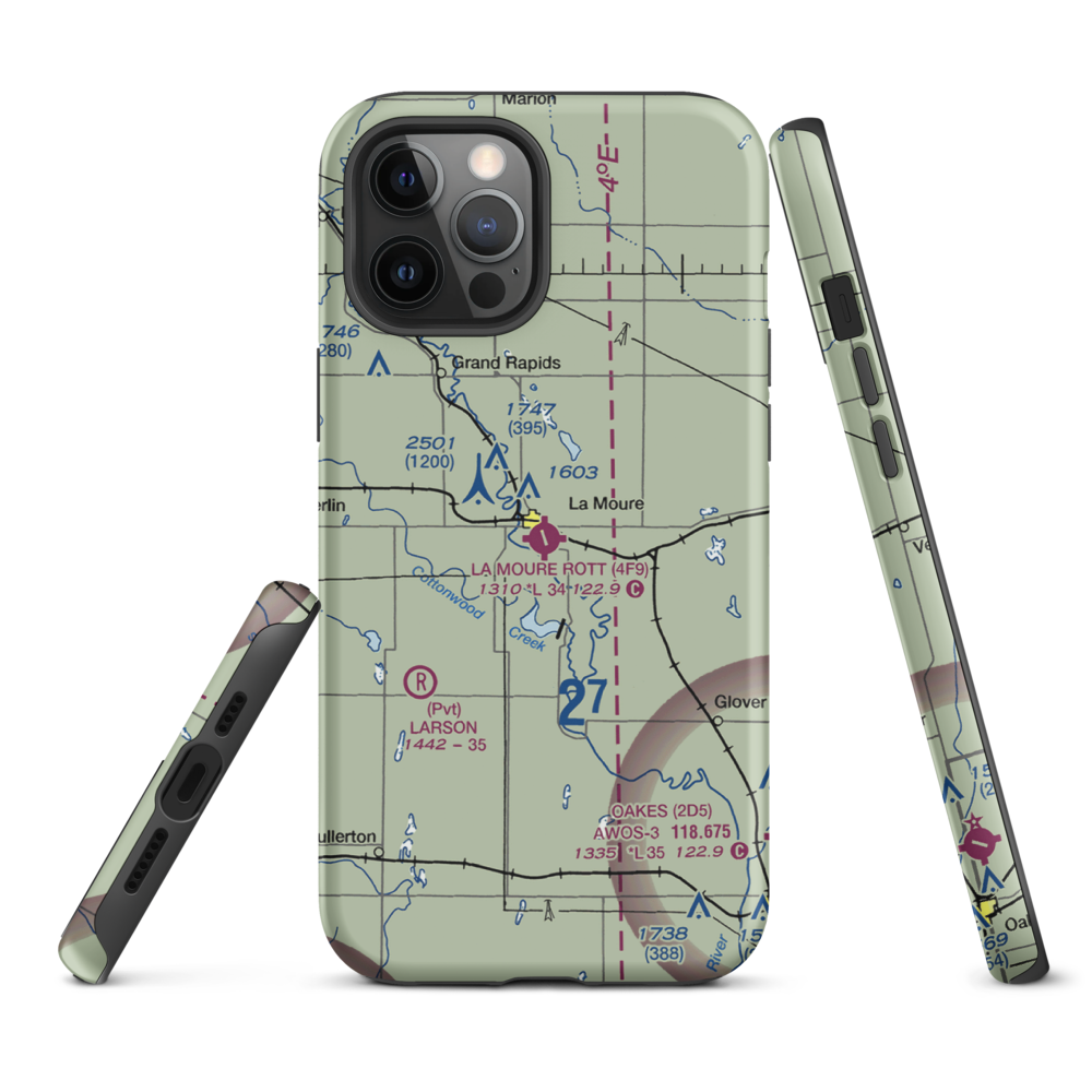 La Moure Rott Municipal Airport (4F9) VFR Sectional  Tough iPhone Case iPhone 12 Pro Max model shown