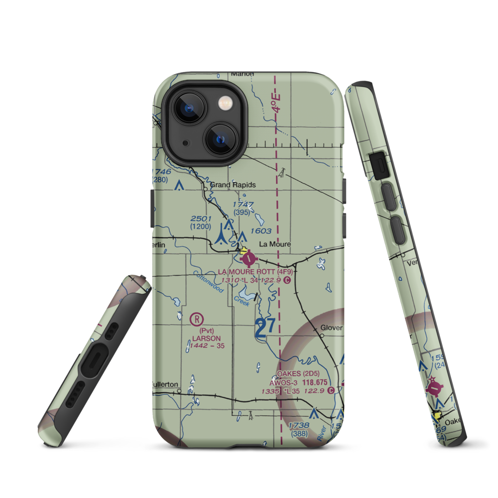 La Moure Rott Municipal Airport (4F9) VFR Sectional  Tough iPhone Case iPhone 13 model shown